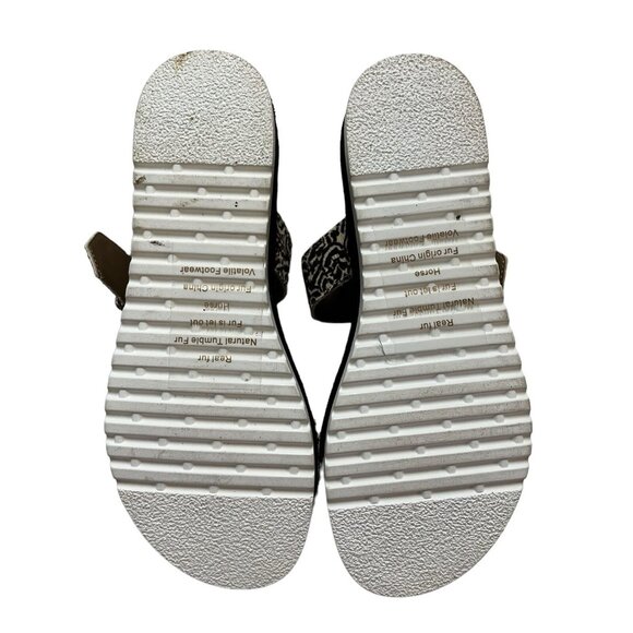 Volatile Sandals Womens 9 Amy Jane Calf‎ Hair Strappy Slides Slip On Comfort - Picture 9 of 9